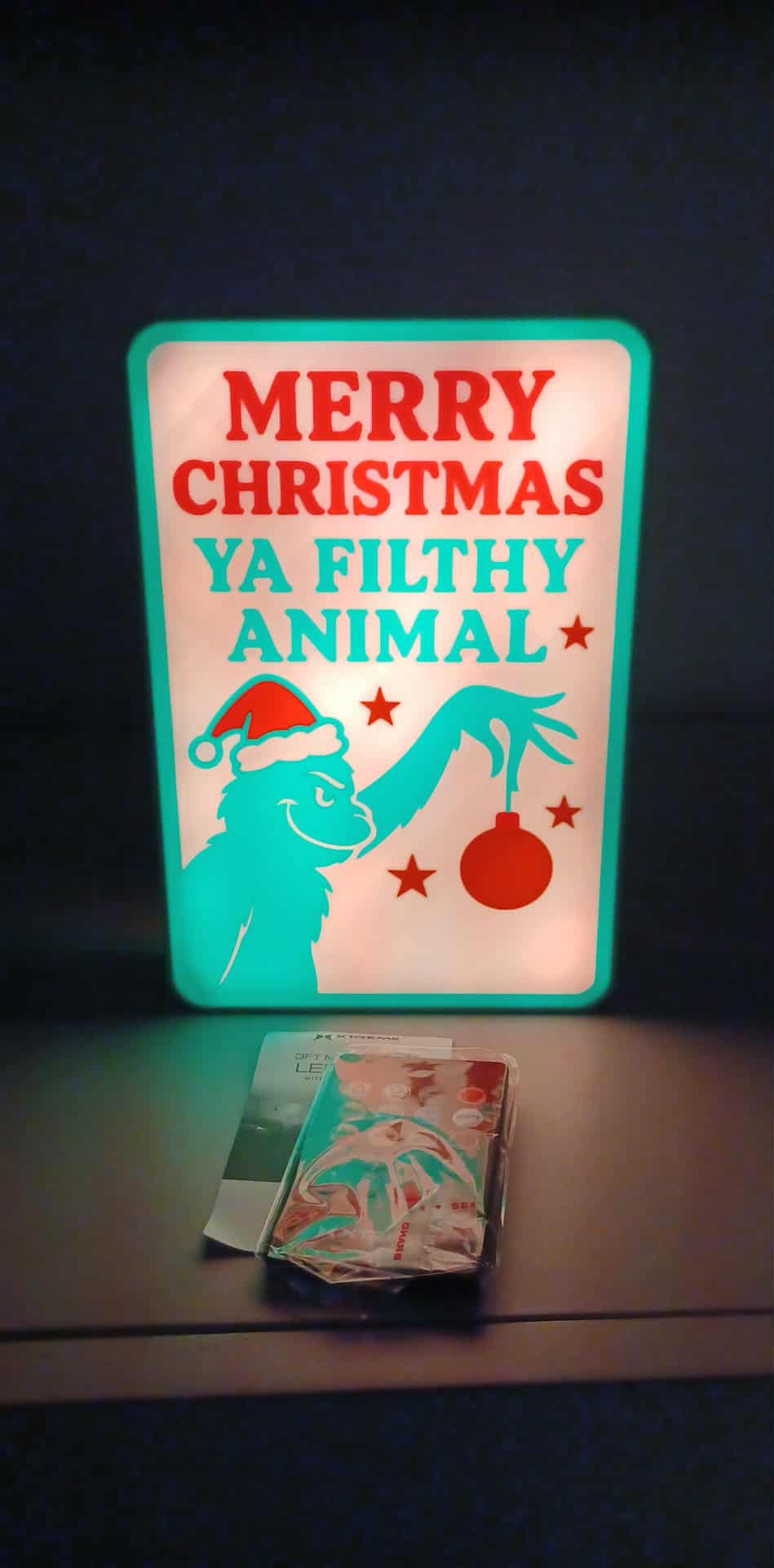 Grinch Filthy Animal LED light box – custom 3D printed – Lit Layer Creations